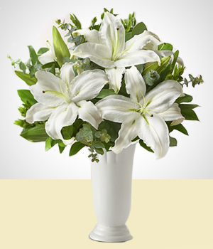 Flores a Bolivia Florero de Condolencias -  Blanco